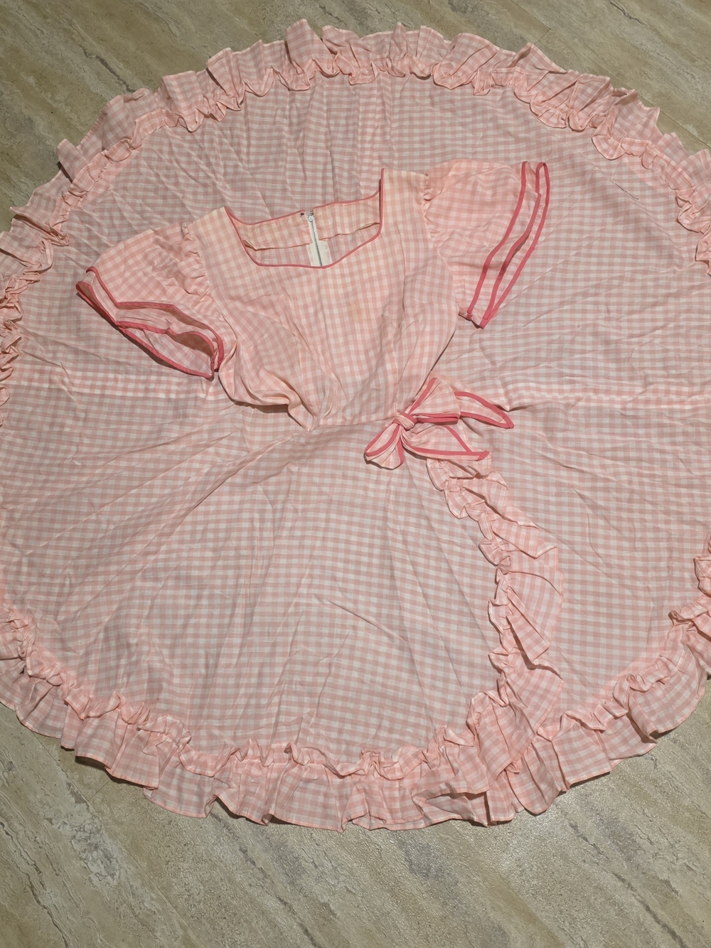 Square Dance Rockabilly Pink Gingham Full Swing Dress 28Waist